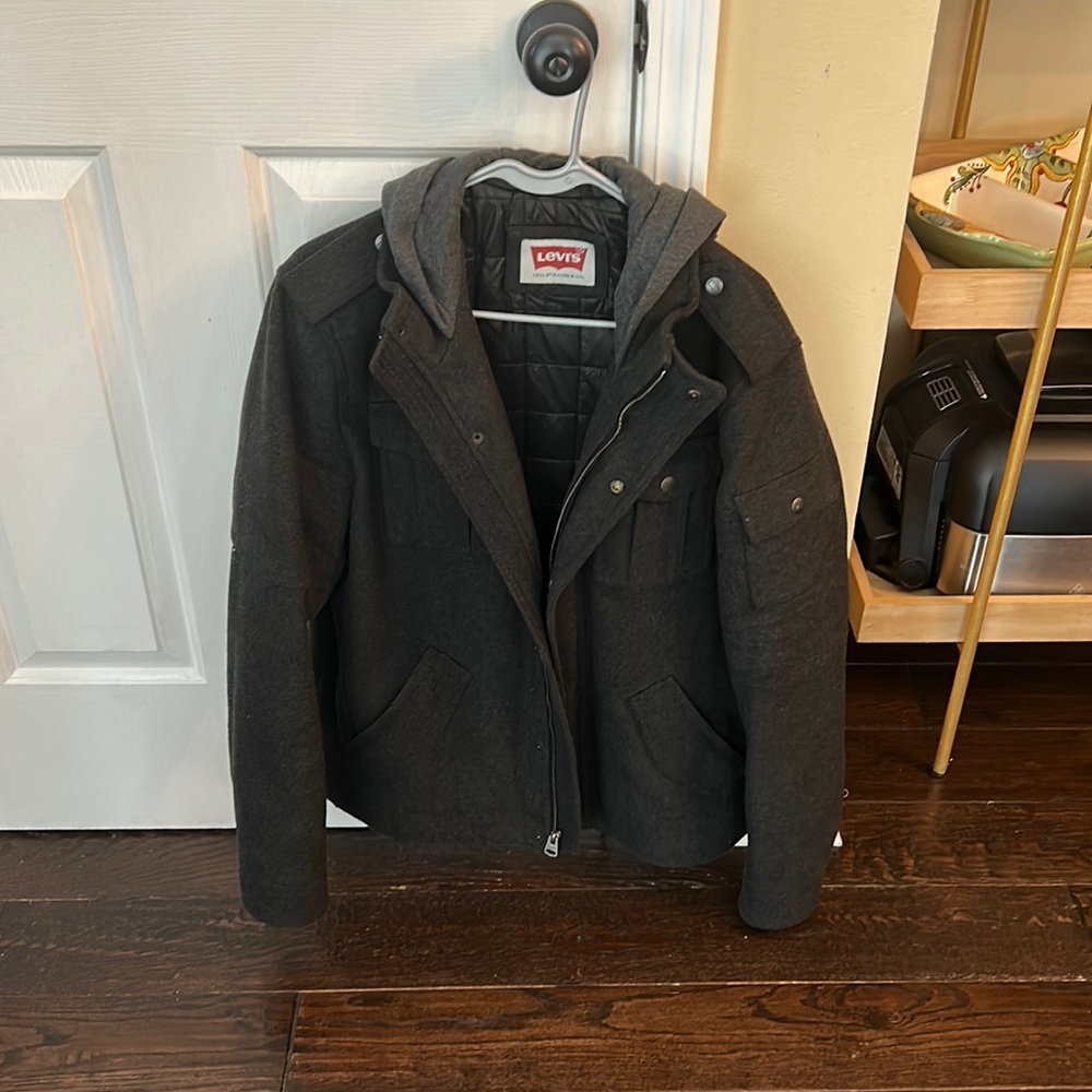 Levi’s gray jacket with hood